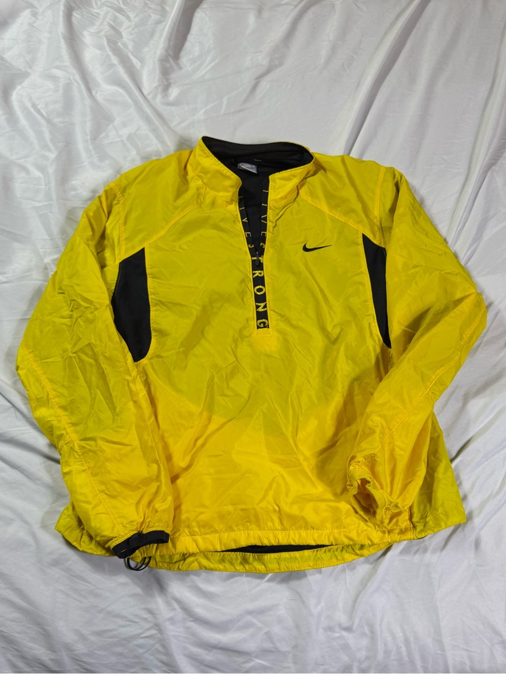 Vintage Nike Yellow and Black Half-Zip Windbreaker Pullover VTG Livestrong